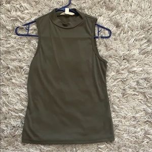 Army Green High Neck Top